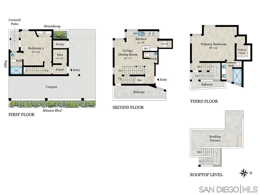 Detail Gallery Image 1 of 1 For 719  Manhattan Ct, San Diego,  CA 92109 - 2 Beds | 2/1 Baths